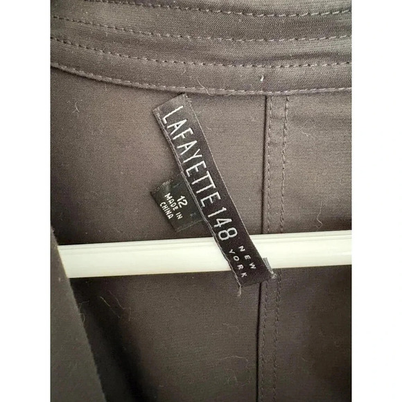 Lafayette 148 New York Black Blazer Career Jacket Size 12 Ruffled Zipper Necklin - Picture 13 of 13